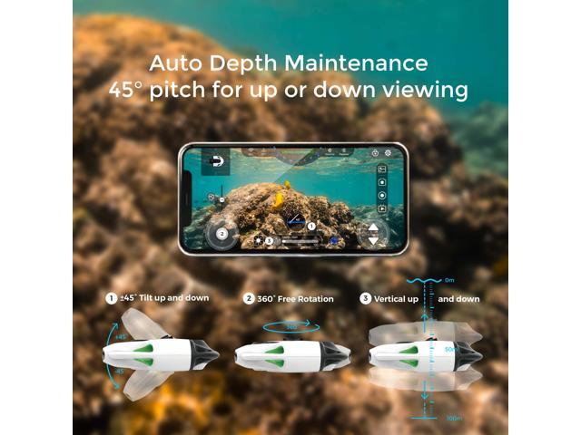 Youcan Robot BW Space Pro Professional Underwater Drone with Camera APP Remote Control RC Submarine with 4K UHD Image Stabilization,1080P Real-time Preview,Long battery life,ROV,50M Tether